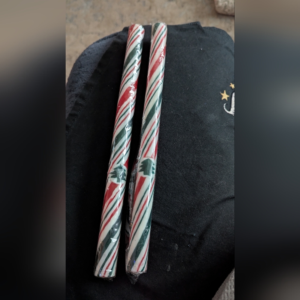 2-12inch Festive Striped Candles
